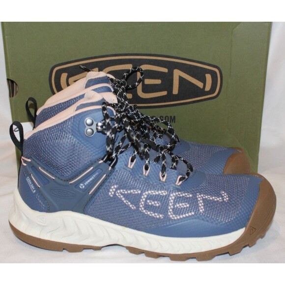 KEEN Shoes - Keen Boots Nxis Evo Mid WP Hiking Textile‎ Synthetic Womens US 7.5 NIB BLUE GRAY